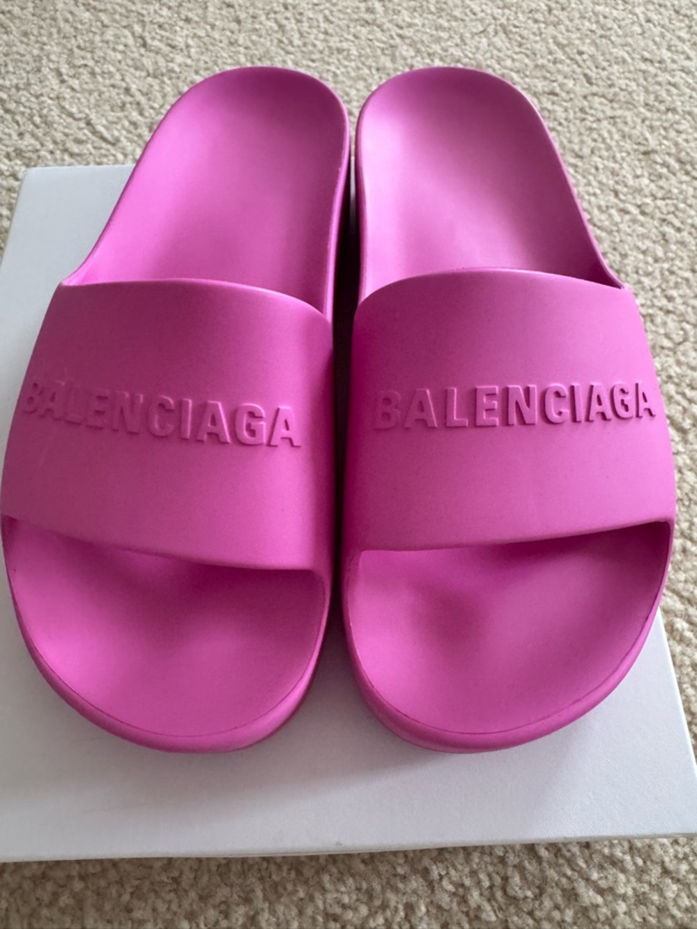 Brand New Balenciaga Platform Rubber Logo Slides Hot Pink Size 41 / US 10